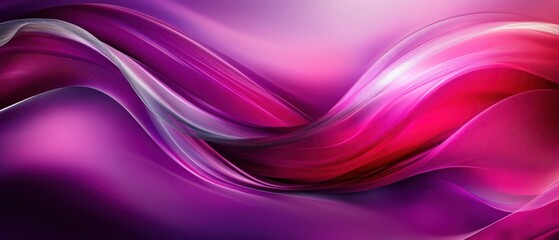 Fototapeta premium Abstract waves in vibrant pink and purple hues creating a smooth flow.