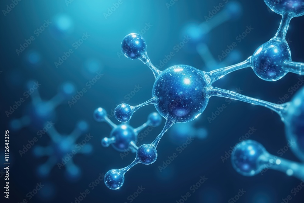 Aufkleber abstract molecular structure with connected atoms in a futuristic digital space.