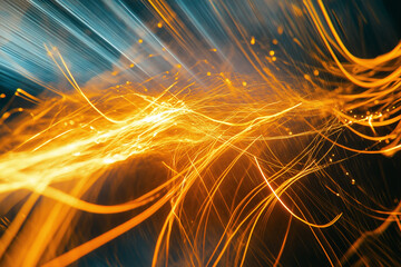 High speed light trails in motion glow lines internet   