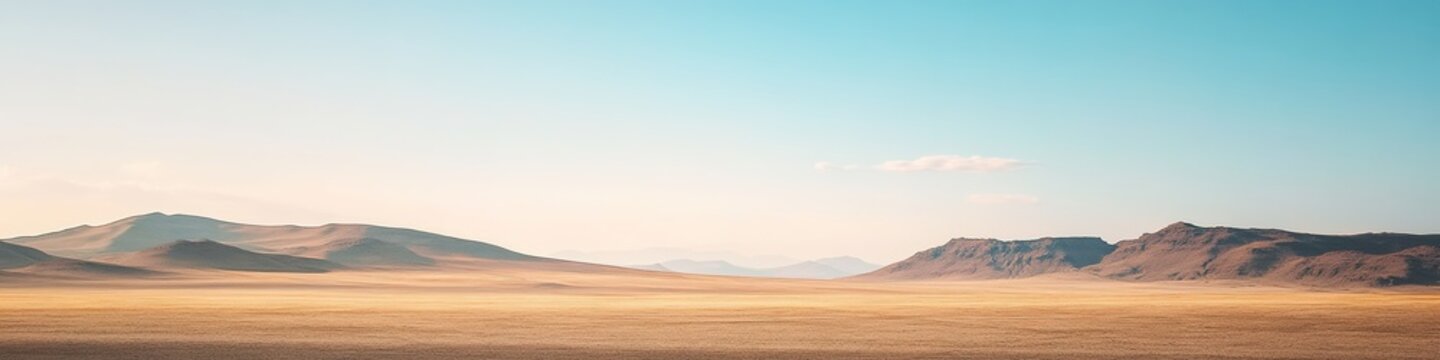 Vast desert panorama with clear blue sky