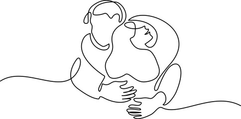 Valentines day romantic design. Woman and man hugs. Love of young couple,