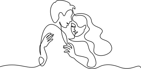 Valentines day romantic design. Woman and man hugs. Love of young couple,