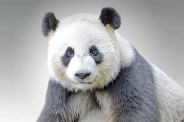 Obraz premium Adorable Close-Up of Panda on White Background