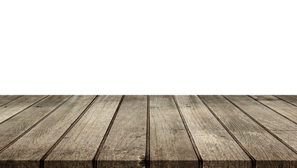 empty wooden table on white background