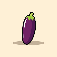 Vibrant Purple Eggplant Minimal Illustration