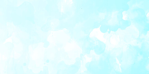 sunny sky blue light watercolor background. Aquarelle painting brush effect card paper textured canvas cloudy smoke space for text, entertaining card, template. aquamarine color graphics illustration