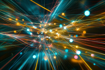 Fototapeta premium High speed light trails in motion glow lines internet 