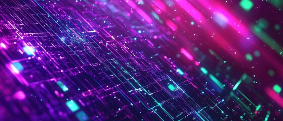 Obraz premium Abstract digital landscape with vibrant colors and light effects.