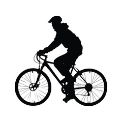 Obraz premium Cyclist Riding Bicycle Silhouett set Clipart on a white Background