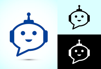 Chatbot icon design illustration, Chat conversation icon, Online support service bot sign
