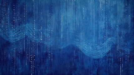 Abstract blue background with wave patterns and light streaks.