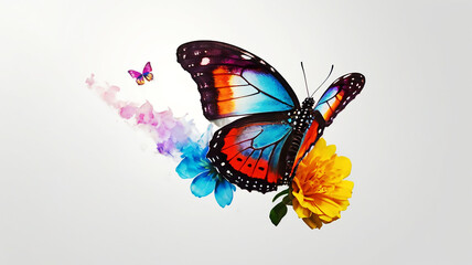 Obraz premium flying butterfly with colorful wings on white background