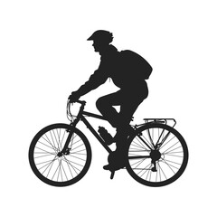 Fototapeta premium Cyclist Riding Bicycle Silhouett set Clipart on a white Background