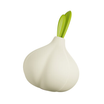 Garlic 3D cute render