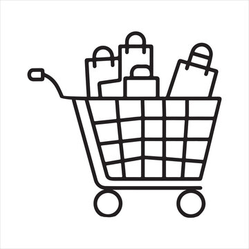 recommend clip art: single one line Shopping Cart silhouette on white background
                    