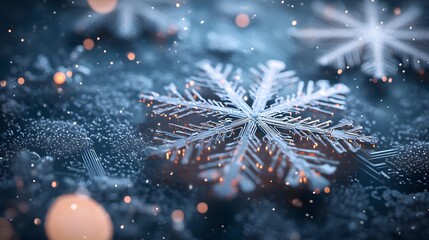 Fototapeta premium A mesmerizing digital snowflake, crafted from intricate circuitry, glistens in a winter wonderland. A fusion of nature and technology.