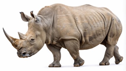 Obraz premium rhinoceros standing isolated on white background