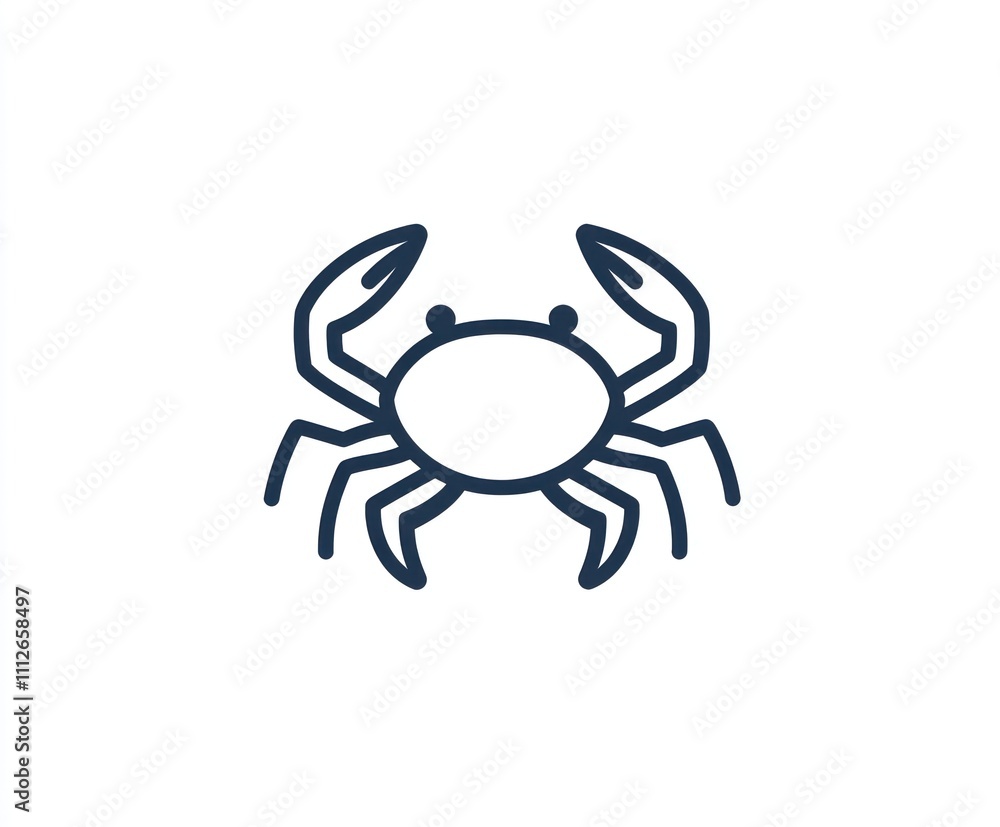 Poster here's a possible and keyword list for your image.. simple line art crab illustration.