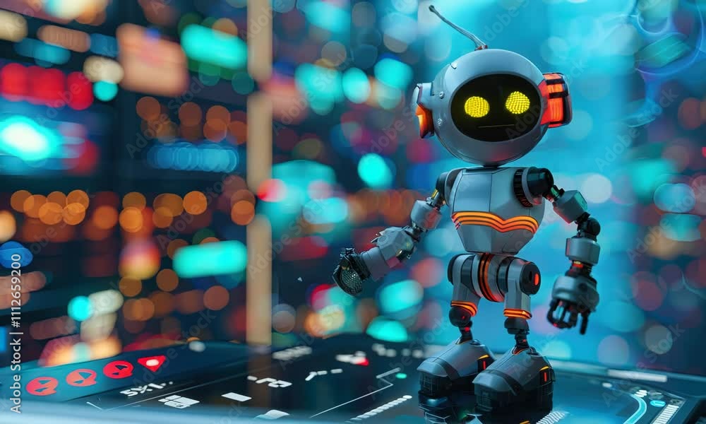 Aufkleber illustration future financial technology controll by ai robot huminoid uses machine learning and art