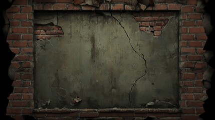 Naklejka premium Worn-out brick wall with exposed damage, detailed texture and transparency for versatile background use