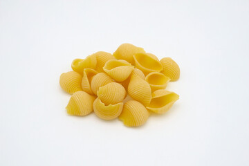 Conchiglie Rigate pasta isolated on white