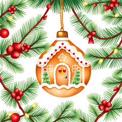 Scandinavian Gingerbread Christmas Bauble: Embrace Hygge Holiday Cheer with Gingerbread-Style & Cozy Lighting