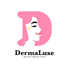 Letter D Beauty Woman Face Logo,for salon, spa, cosmetic, fashion, makeup, boutique and beauty clinic business