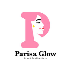Letter P Beauty Woman Face Logo,for salon, spa, cosmetic, fashion, makeup, boutique and beauty clinic business
