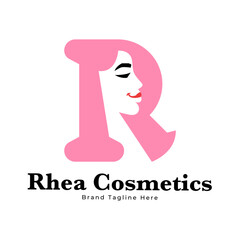 Letter R Beauty Woman Face Logo,for salon, spa, cosmetic, fashion, makeup, boutique and beauty clinic business