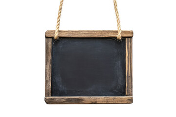 A hanging chalkboard sign isolated on a transparent PNG white background