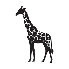  Giraffe silhouette vector art black color design and solid white background