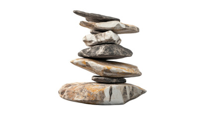 Stacked stone on stone transparent background