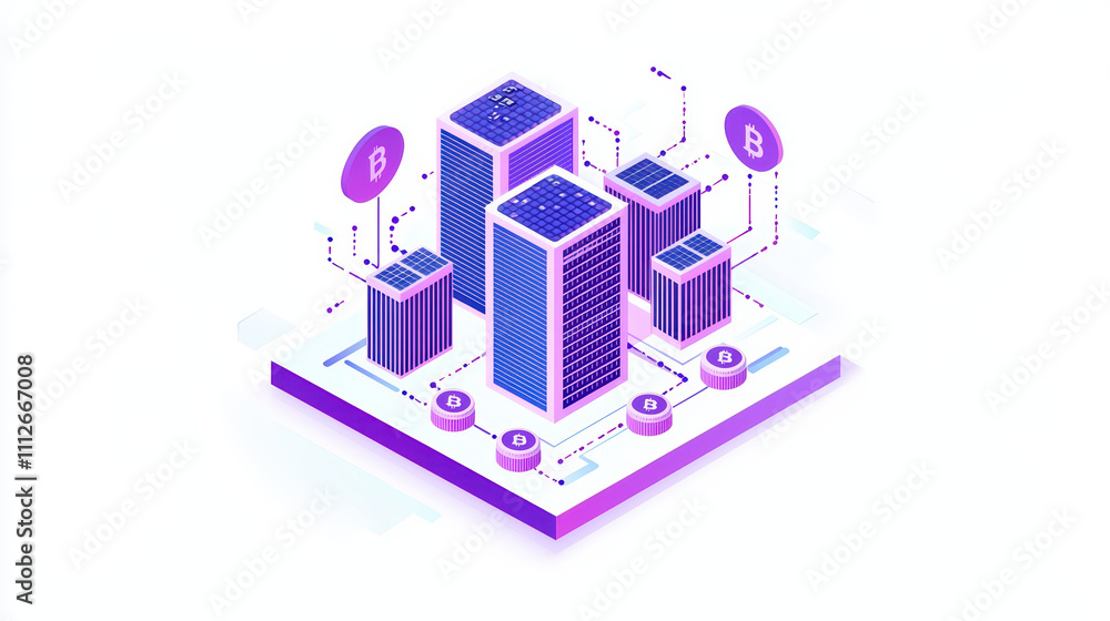 Poster modern data center illustration with servers and connected devices, showcasing futuristic design. im