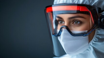 Close-Up of Health Worker Wearing Protective Gear, Face Shield, and Mask While Preparing for Medical Procedures in Clinical Environment