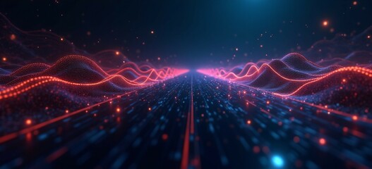 An abstract representation of cryptocurrency with glowing blockchain chains symbolizing the interconnected nature of digital currencies.