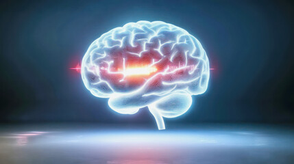 Fototapeta premium Glowing brain illustration representing creativity and intelligence in modern design. Generative AI