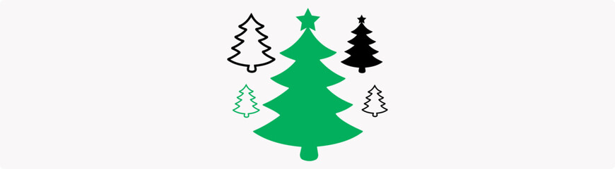tree chrismas element illustration. Merry Chrismas tree icon set on gray background, set of silhouettes of trees chersmas, vector illustration EPS 10 1