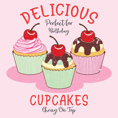 cherry cupcake illustration with the words 