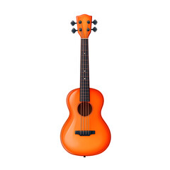 Obraz premium Vibrant orange ukulele displayed against a simple background, highlighting its glossy finish and distinct shape