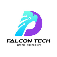 Letter D Tech Eagle Logo, Logo for innovation,technology and digital business