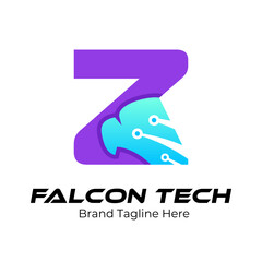 Letter Z Tech Eagle Logo, Logo for innovation,technology and digital business