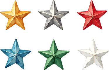 Vibrant star decorations arranged in two rows for festive holiday design