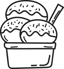 Minimalist ice cream design doodle hand-drawn illustration