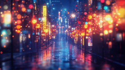 Blurred city street at night with lights and buildings, blurred bokeh effect, blurred background, blurred foreground, blurred cityscape, blurred urban scene


