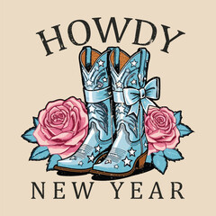 Howdy New Year, Howdy 2025 Shirt, Sweatshirt, Holiday Shirt, Retro New Year Shirt, Western New Year, Retro Howdy Happy New Year 2025