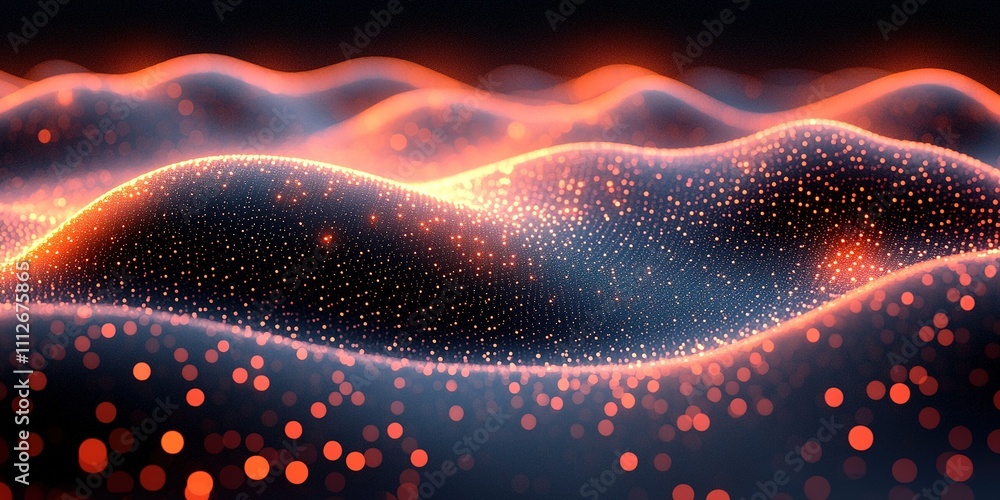 Poster digital waves of light and color create mesmerizing patterns in an abstract landscape