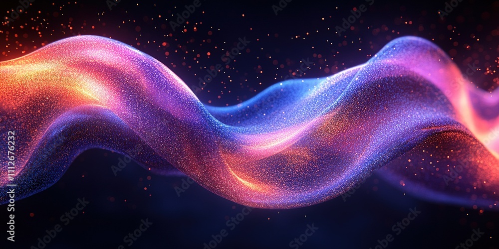 Aufkleber colorful waves of light flowing through a dark background create a mesmerizing visual effect at nigh