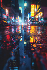 rain in the city rainy weather wet city streets Generative AI