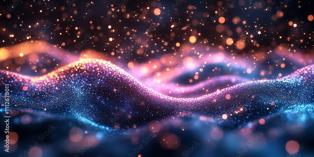 Aufkleber vibrant wave of particles shimmering in various colors during a digital abstract art display