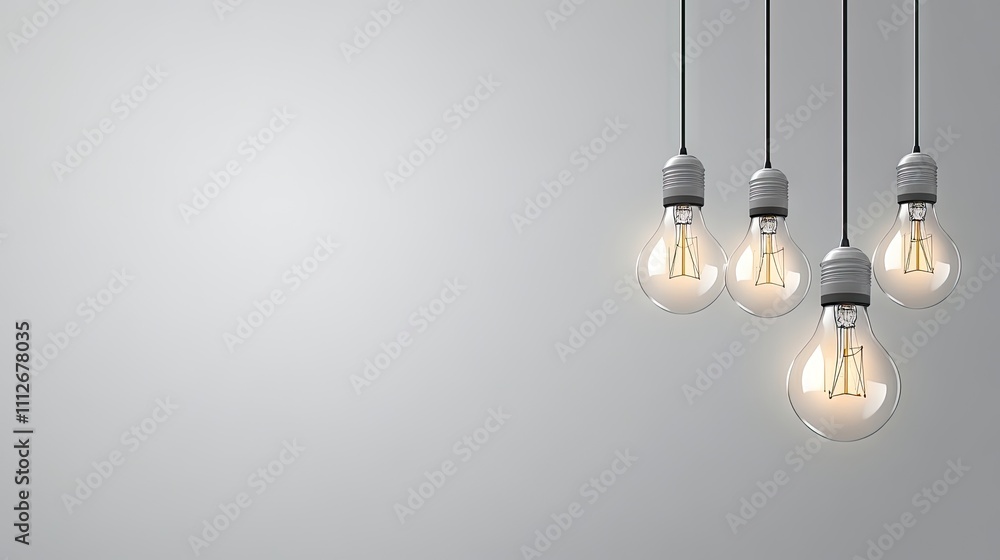 Poster elegant hanging energy-efficient light bulbs create a serene atmosphere with ample copy space for pe